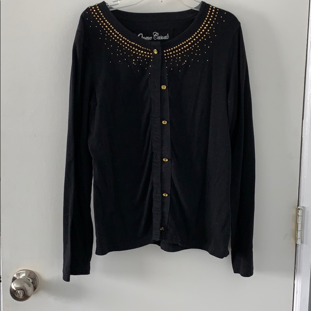 Black and gold jeweled cardigan